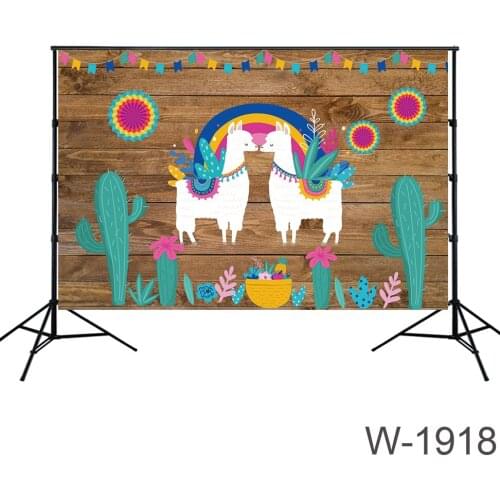 Kids Fiesta Themed Birthday Backdrop Ideas Fiesta Backdrop Wood Background Cactus Cute Llama Paper Fan Colorful Bunting Decor