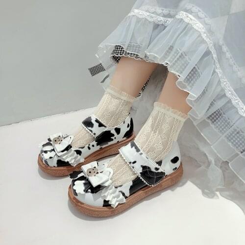 Lolita Girls Mary Janes Shoes Bowknot Princess Ruffles Japanese Sweet Bride Wedding Party Dress Pumps Cosplay Pink 34-43