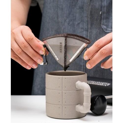Filter Paper Stainless Steel Filter V60 Multi Purpose Hand Brewed Coffee Reusable Portable Funnel Filtro Cafe Coffeeware EI50CF