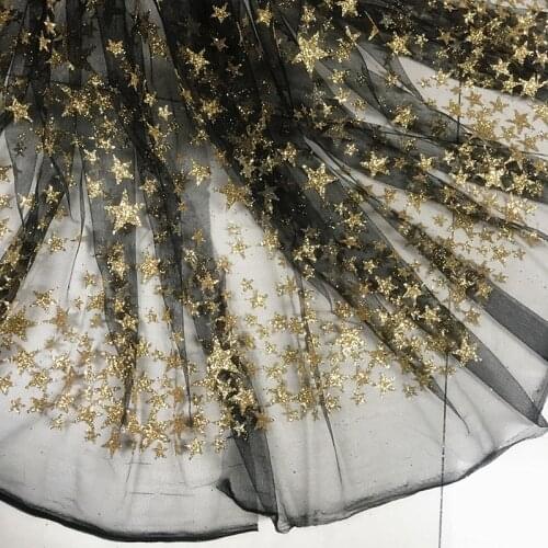 GLace 1M/Lot 4colours Bronzed Sequins Fabric Gold Stars Sequins Mesh Fabric for Dress Performance Clothing Fabric TX745