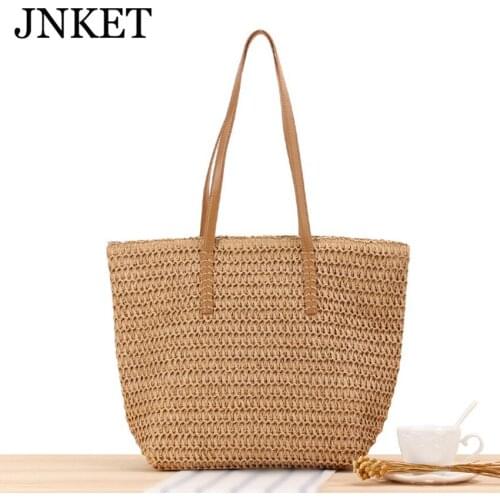 JNKET New Fashion Womens Shoulder Bag Straw Bag Handmade Woven Beach Bags Handbag Travel Sling Bag Tote Bag