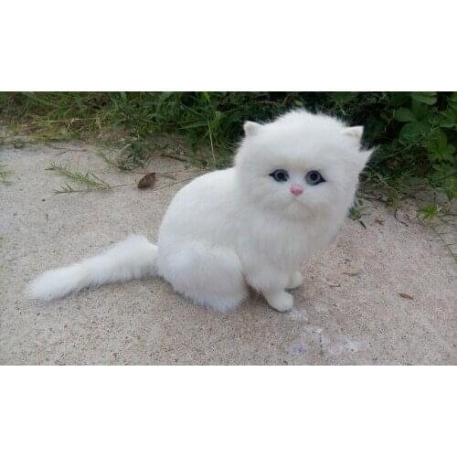 Creative simulation white cat model polyethylene&fur sitting white cat doll gift about 19x15cm 2021