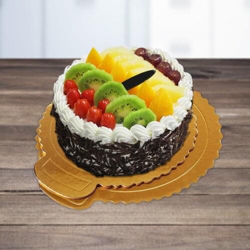 Round Cake Stand With Handle Golden Cardboard Cake Display Decorating Tray Plate Dessert Pastry Container Mat Party Supplies