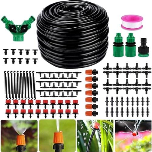 60M Micro Drip Irrigation System Automatic Garden Watering System Kits Self Garden Irrigation Watering Kits Micro Drip Mist Spra