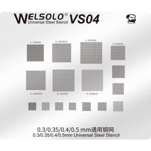 Mechanic BGA Reballing Stencil Multi-Purpose BGA Stencil 0.3/0.35/0.4/0.5/Parallel/45 Degree Hole Universal Steel Solder Net