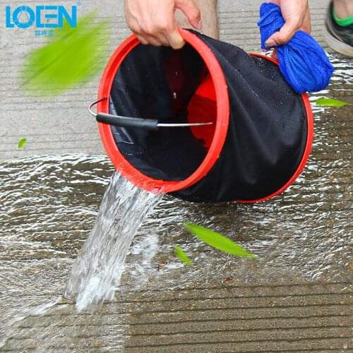 Multi-functional Waterproof Cloth Folding bucket Provincial space washing storage box car portable fishing bucket black