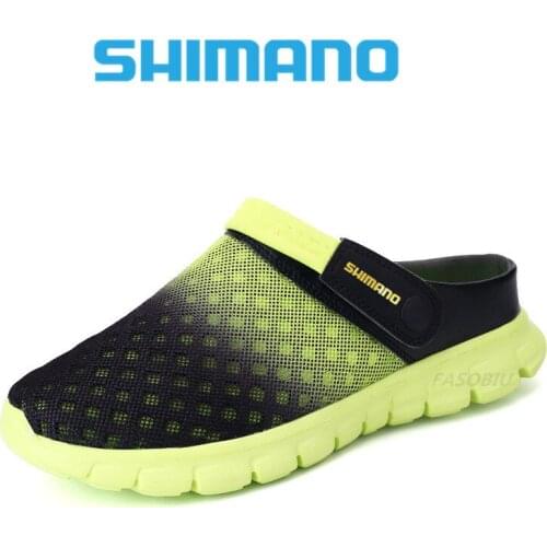 SHIMANO Fishing Shoes Mens Summer Mesh Sandals Beach Shoes Breathable Cushion Beach Flip-flops Solid Flat Bath Slippers
