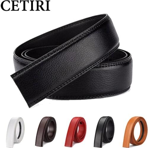 6 Color No Buckle Designer Mens Belts Body 3.5cm Wide Cowskin Genuine Leather High Quality Men Automatic Belt Body Kemer White
