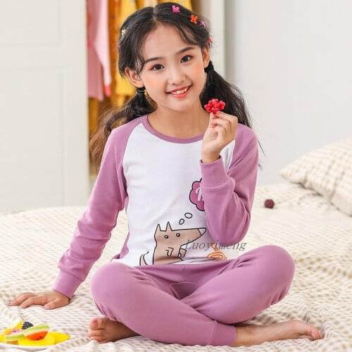 Winter Children Sleepwear Christmas Pajamas Girls Underwear Cotton Nightwear Baby Girls Clothes Suit Cartoon Pyjamas Kids 3-13Y