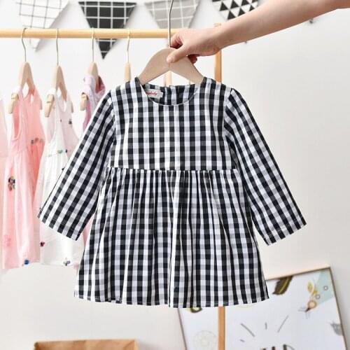 New Arrival Toddler Girl Dress Fashion Plaid Long Sleeve Kids Dresses For Girls 2 3 4 5 6 Years Baby Child Clothing Autumn 2020