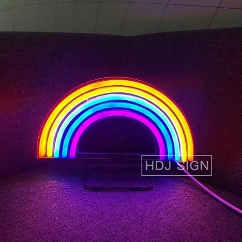 Rainbow Neon LED Light USB Charging Wall Decor Children Kindergarten Bedroom Desk Decoration Night Light Table Lamp