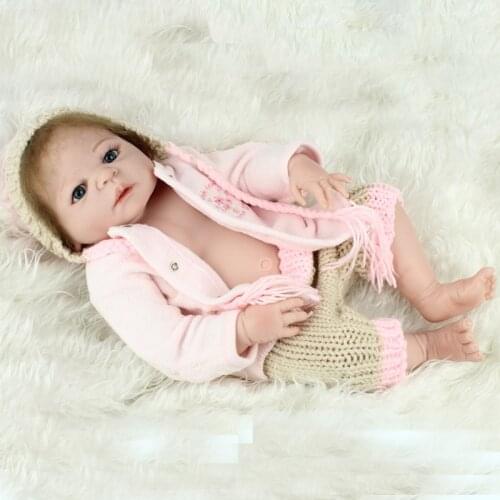 55Cm Simulation Reborn Cute Doll full body Soft Silicone Artificial Doll 22'' Play Toy Implanted Mohair Baby Birthday Ideal Gift