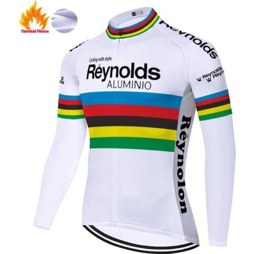 Retro team cycling jersey men reynolds Winter Thermal Fleece bike shirt Men long sleeve ciclismo ropa hombre