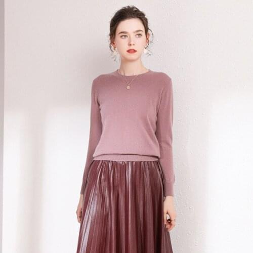 Pink round neck cashmere sweaters women knitted turtleneck pull femme hiver oversized autumn winter warm uppper undertakes