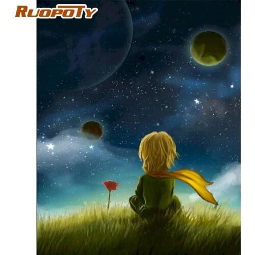 RUOPOTY Children Watch Stars Figure Painting By Numbers For Adults HandPainted Unique Diy Gift Oil Picture By Number Wall Decors
