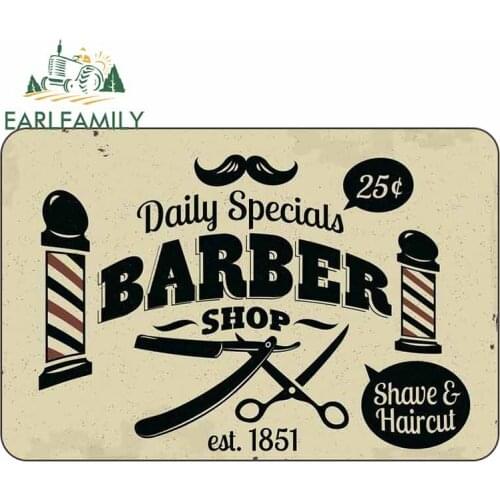 EARLFAMILY 13cm x 8.9cm for BARBER Fine Car Stickers Fashion Decal Funny DIY Anime Creative Sticker Waterproof Scratch-proof