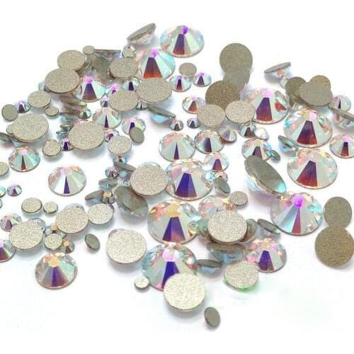 Mix Size Crystal AB Non Hotfix Flatback Rhinestones Nail Strass For Nails 3D Nail Art Decoration Gems Garment Rhinestones