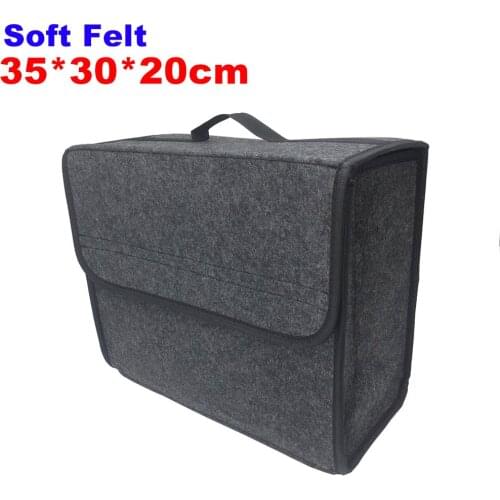 35*30*20cm Gray Car Trunk Organizer Rear Seat Storage Bag Soft Wool Felt Sundries Bag Box For Ford Honda BMW Benz SUV Container