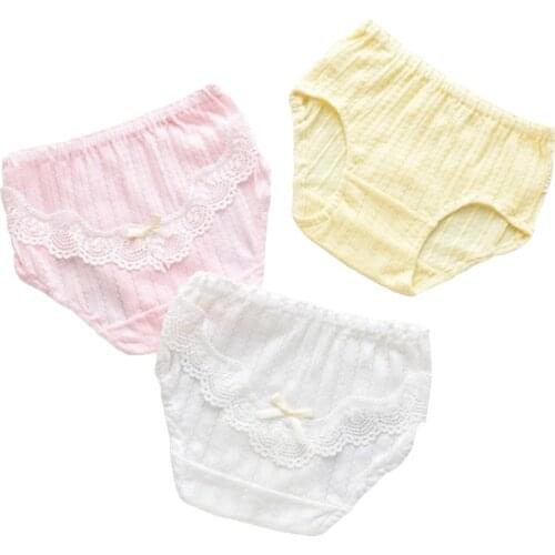 2PCS toddler Girls Cotton Panties Lace Comfortable Bowknot teen Children Briefs Cute Beautiful Normal Size Warm Kids Underwear