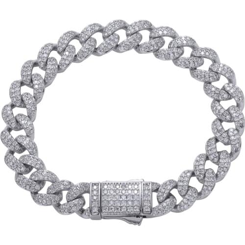 TUNKALL New Bling Bling Iced Out Brass Bracelet Mirco Pave Prong Setting Zircon Jewelry BB027