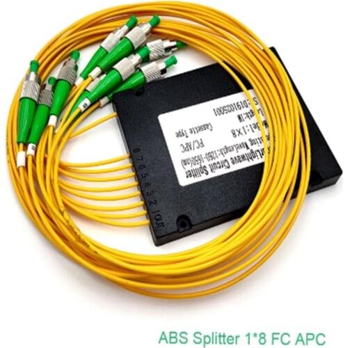 High Stabilit5pcs/lot FC/APC 1X8 ABS type Singlemode Fiber Optical splitter FTTH 1*8 optical fiber ConnectorOptical splitter