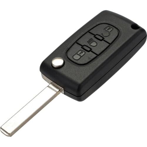 Wilongda 3 Button Flip Folding Key Shell with light button , with battery clamp ,For Peugeot 407