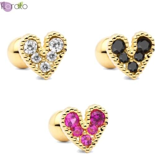 925 Sterling Silver Ear Needle Heart Shaped Crystal Stud Earrings Luxury Women CZ Fashion Earring Wedding Jewelry Birthday Gifts