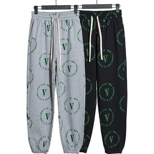VLONE trousers female couple loose street hip-hop trend mens cotton casual trousers letter printing 009