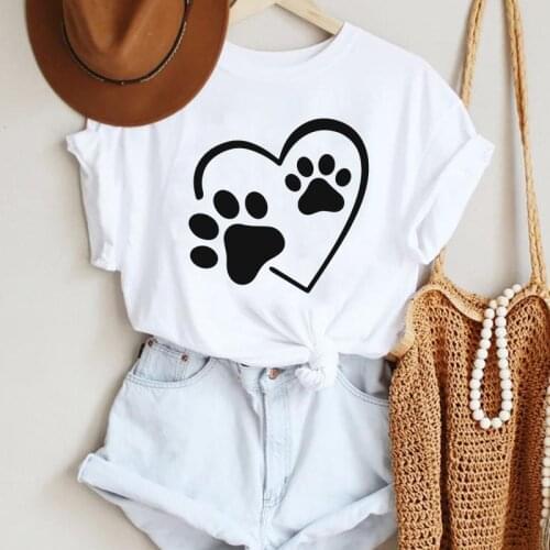Women Dog Paw Watercolor Clothing 2021 Ladies Cartoon Summer Lady Print Tee Graphic T Top Female Tshirts Clothes T-Shirt
