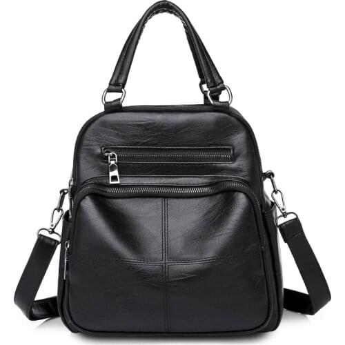 2021 New Arrivals Womens Backpacks For Female PU Leather Black Solid Color High Quality Leisure Women Work Office Flap Bags
