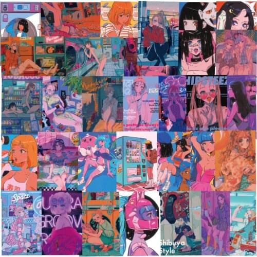 10/50PCS Cartoon Anime Girls Otaku Illustration Sweetheart Beauty Stickers for DIY Phone Laptop Suitcase Graffiti Sticker Decals
