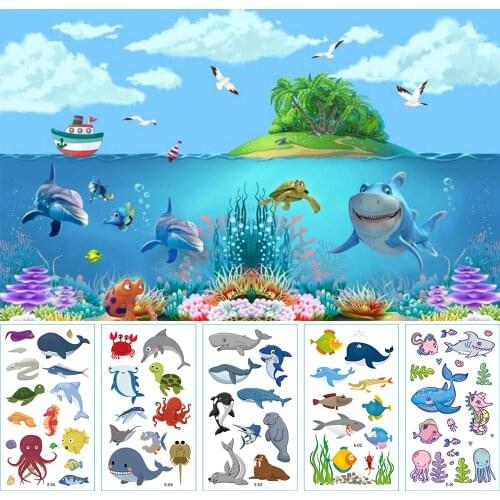 10pcs Mermaid Temporary Tattoo Sticker Removable Tattoos For Mermaid Theme Birthday Party Decoration Kids Favors Supplies