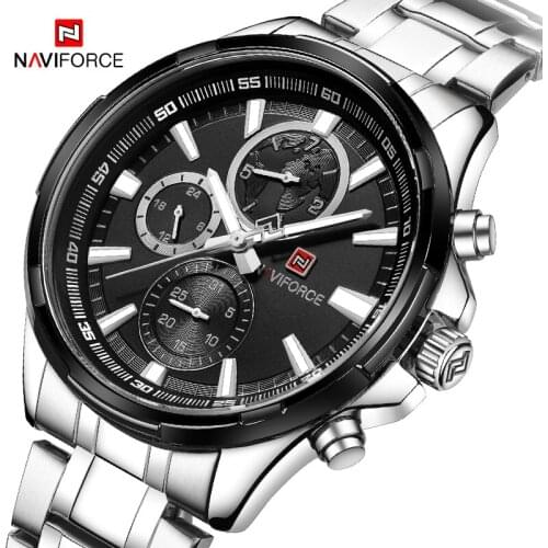 2021NAVIFORCE New Mens Watch Stainless Steel Strip Waterproof Quartz Wristwatch Army Military Sport Casual Fashion Male Watch