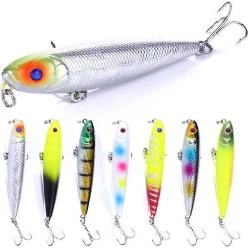 7pcs Pencil Fishing Lure 8cm 8.6g Floating Bass Pike Carp Lures Fishing Wobblers Artificial Hard Bait