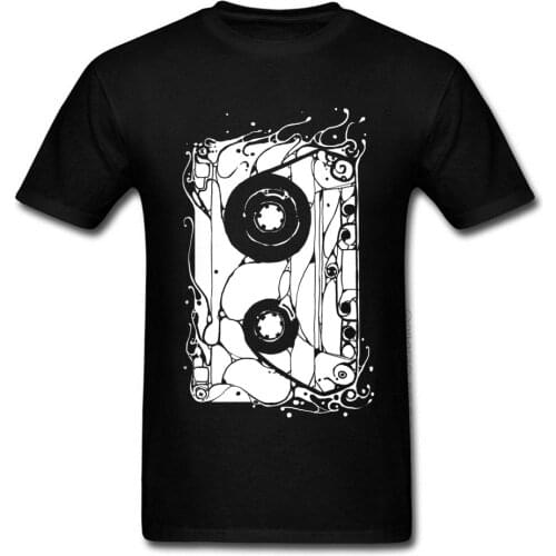 80s Retro Cassette T-shirts Short Sleeve Black Tops & Tees Rock DJ Music T-shirts Crewneck 100% Cotton Breathable Tees For Men
