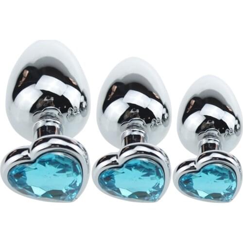 Anal Butt Plug Stainless Steel Butt Suction Cup Heart Shape Anal Beads Sex Toys Glass Anal Plug Adult Novelty Sex Toys -25