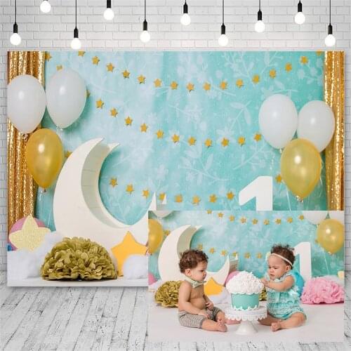 Avezano Birthday Party Baby Shower Backdrop Moon Star Balloon Flower Decor Banner Photography Background Photo Studio Photozone