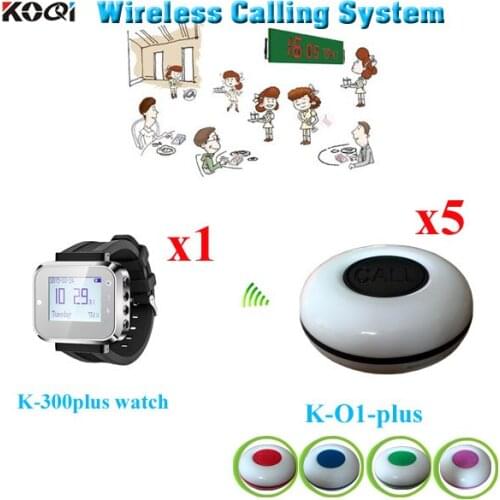 Wireless Sound System Any Language Any Logo Accept For Restaurant Calling Waiter( 1pcs wrist watch+ 5pcs waterproof call button)