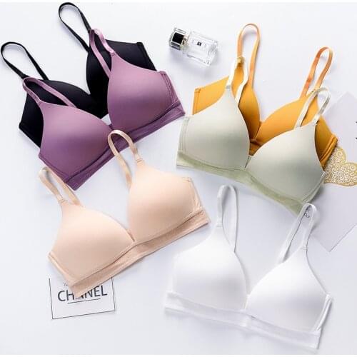 Spring/Summer Thin Sexy Smooth Traceless Bra for Women No Rim Bra for Students Sports Top Breathable Bra