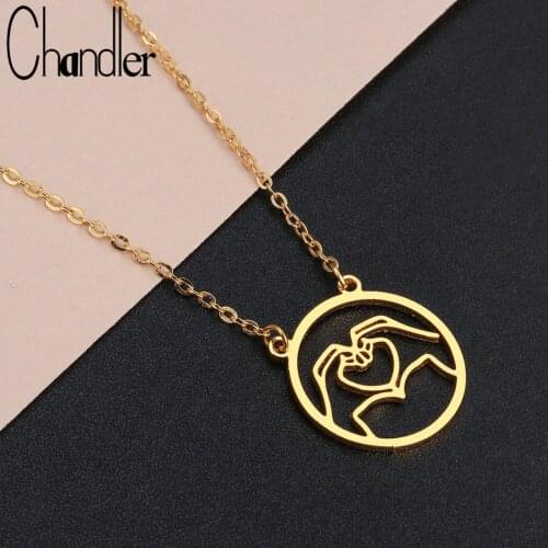 Chandler Stainless Steel Girl Figure Necklace Profile Hollow Out Choker For Women Rose Gold Silver Color Plated Collars