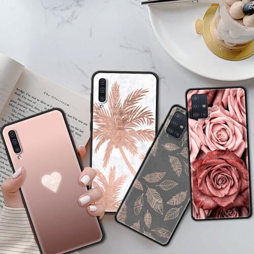 For Samsung A71 A52 A51 A91 A72 A42 A41 A32 A31 A21s A21 EU A12 A11 A02 A02s Beautiful Rose Bling Picture Phone Case Coque