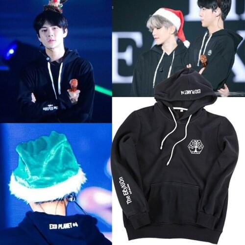 Kpop EXO Black cotton Zipper Hoodies Sweatshirt women autumn loose Fashion Harajuku Hoodies Women/Men korea Hip Hop Clothes XXXL