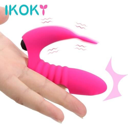 IKOKY Single frequency Women Stimulate Clitora G Spot Masturbator Silica gel Finger Cover Finger Sleeve Vibrator