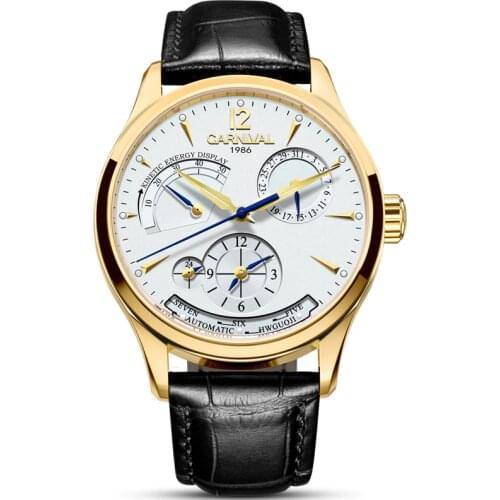 CARNIVAL Fashion Multifunction men Watch Energy display automatic Watch Men 24hours display Calendar Luminous mechanical watches