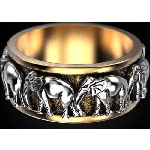 2020 New Arrival Cute Gold Silver Color Elephant Ring Two Tone Wedding Rings Fashion Jewelry Finger Rings For Women D5C299