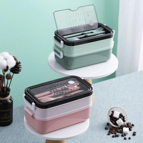 Stainless Steel Compartment Lunch Box Large Capacity Sealed And Insulated Lunch Storage Box With Cutlery Compartm