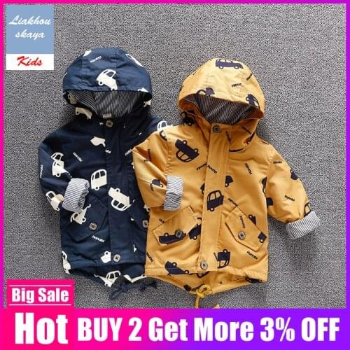 Liakhouskaya 2019 New Spring Jacket Boys Jacket Hooded Top Cute Car Coat Outerwear Windbreaker Coats Kids Baby Children Clothing