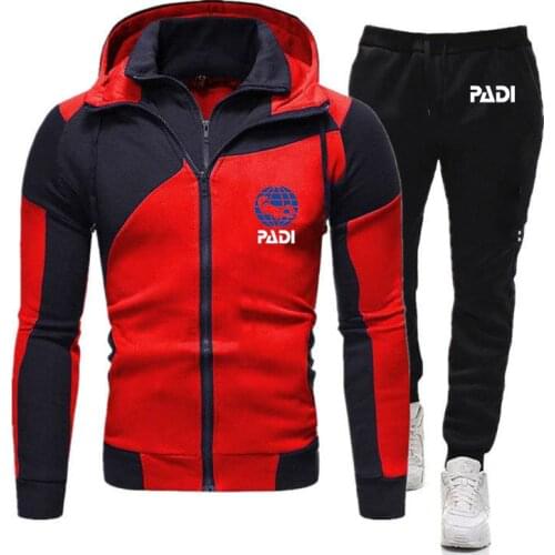 Fashion Scuba driver Padi Logo 2021 Printing Jackets Sport Suits Male Hoodies Fashion Fitness sweater Zipper Sweatpant Set