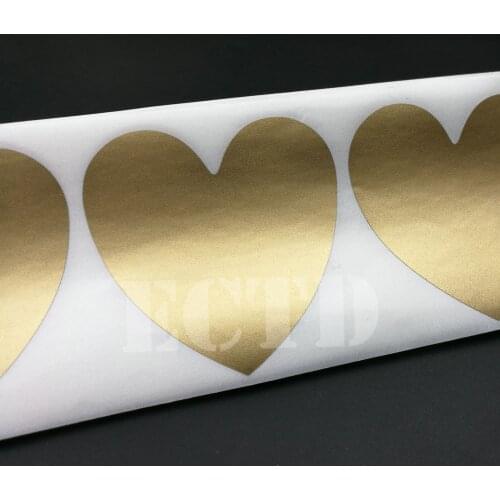 100Pcs Scratch Off Sticker 50x50mm Small Heart Shape Gold Color Blank For Secret Code Cover Home Game Wedding Message Sticker