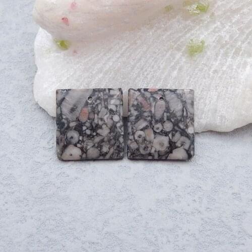 Natural Crinoid Gemstone Fashion Earring Bead For Women 19x18x3mm 5g